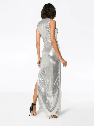 Shop Galvan Galaxy Sleeveless Sequin Dress In Metallic