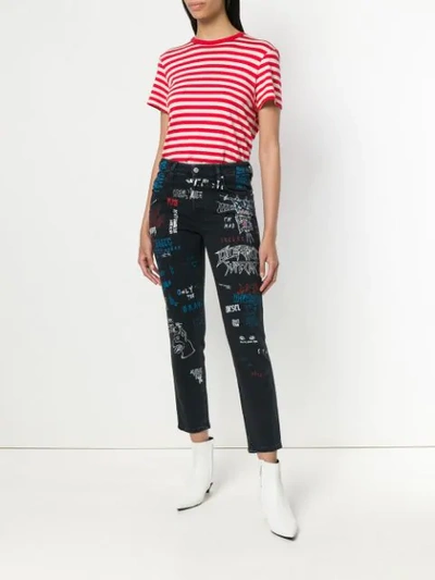 Shop Diesel Babhila Graffiti Jeans In Black