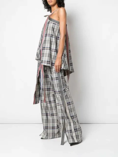 Shop Monse Plaid Halter Neck Top In Grey