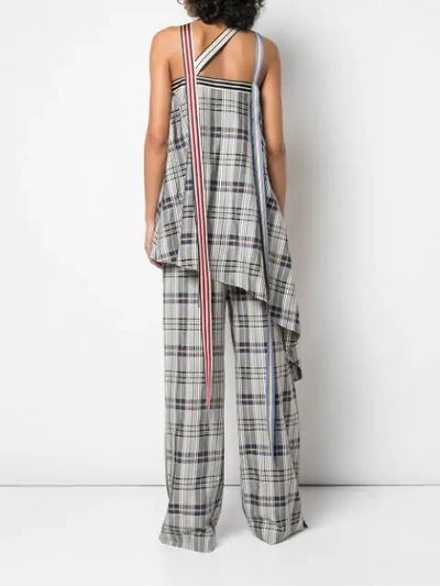 Shop Monse Plaid Halter Neck Top In Grey