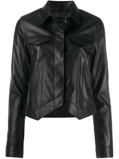 Shop Rta Trucker Leather Jacket In Black