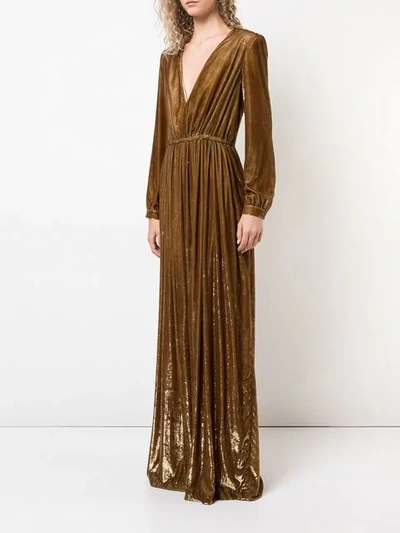 Shop Adam Lippes V-neck Gown In Brown