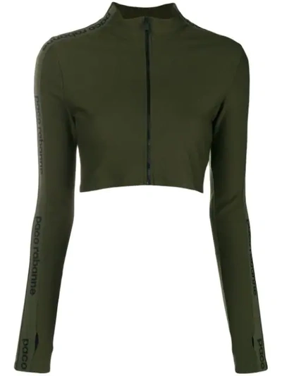 Shop Paco Rabanne Zip-up Cropped Jacket - Green