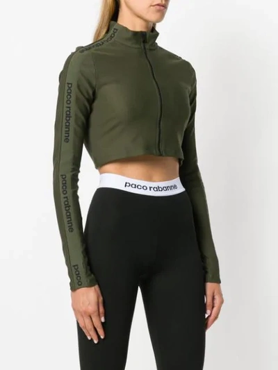 Shop Paco Rabanne Zip-up Cropped Jacket - Green