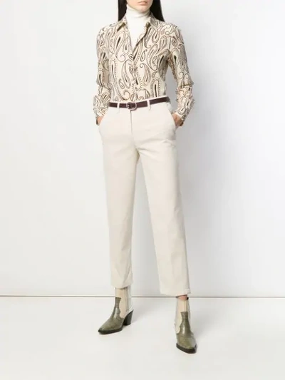 Shop Aspesi Paisley Print Silk Shirt In Neutrals