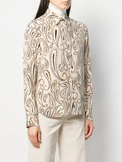 ASPESI PAISLEY PRINT SILK SHIRT - 大地色