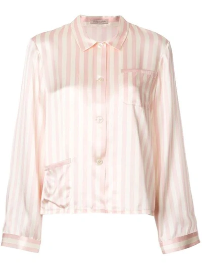 Shop Morgan Lane Ruthie Silk Pyjama Shirt In Neutrals