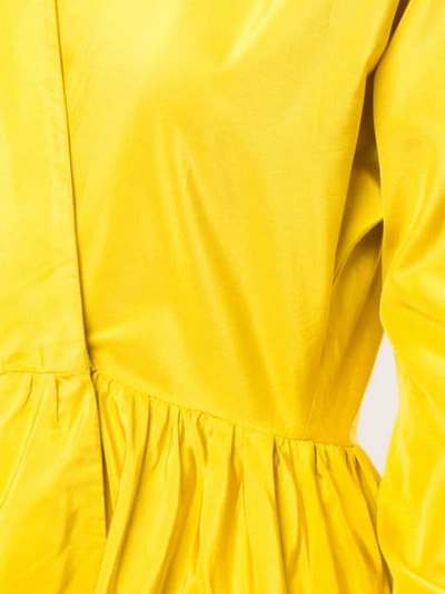 Shop Abadia Gathering Layered Silk Dress In Yellow