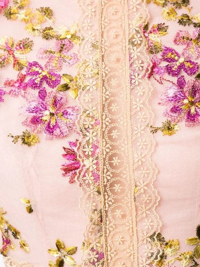 COSTARELLOS 花卉刺绣礼服 - 粉色