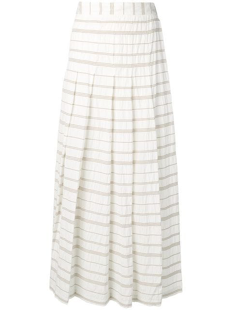 white pleated maxi skirt