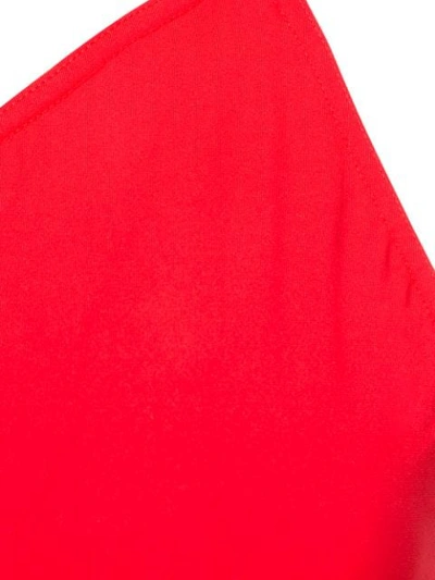Shop Oscar De La Renta One Shoulder Swimsuit In Red