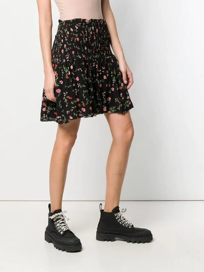 Shop Ganni Floral Pattern Smock Skirt In Black