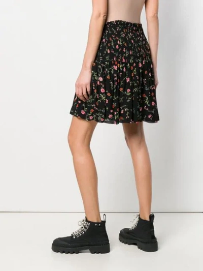 Shop Ganni Floral Pattern Smock Skirt In Black