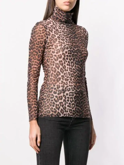 Shop Ganni Leopard Print Turtle In 943 Leopard