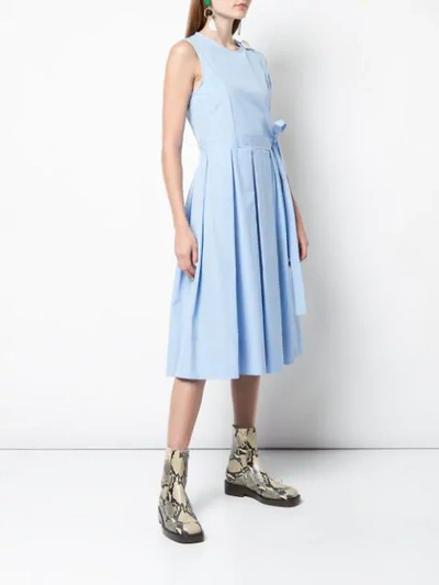 Shop Marni Sleeveless Pleated Dress In Blue