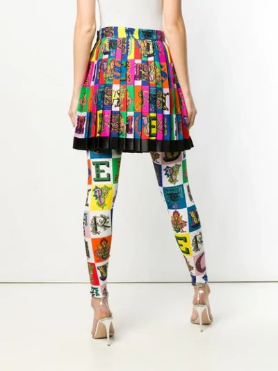 Shop Versace Logo Print Pleated Mini Skirt In A7000 Multicolor