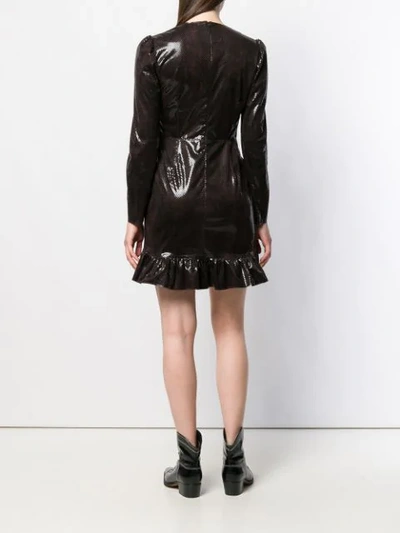 Shop Msgm Sequin Embellished Ruffle Dress In Brown