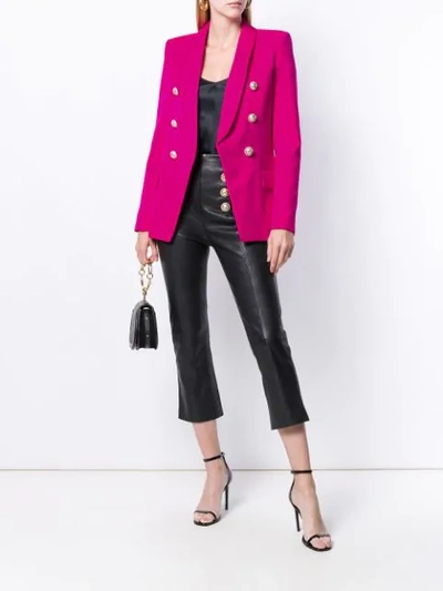 Shop Balmain Double Breasted Blazer In Pink