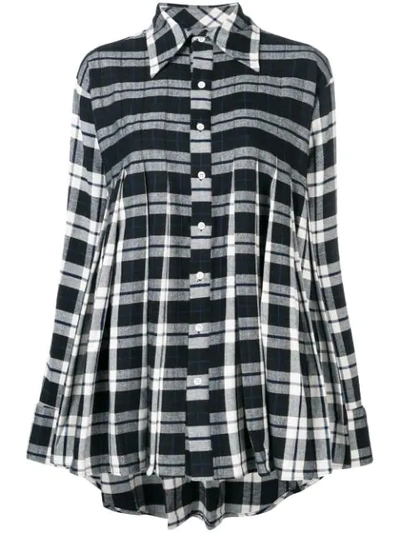 Shop Matthew Adams Dolan Checked Pleated Shirt In Black