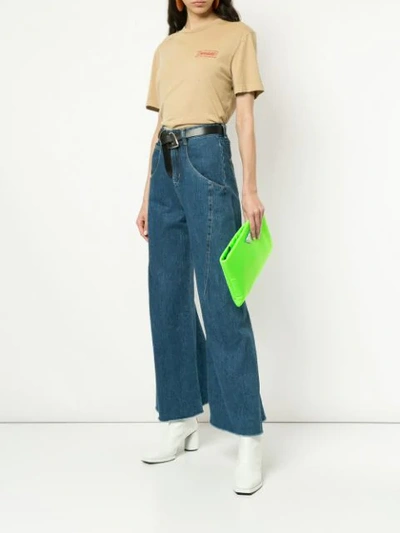 Shop Ground Zero Grown-on-panel Wide Leg Jeans In Blue