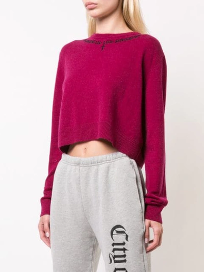 Shop Adaptation Crew Neck Cropped Jumper In Berry/black