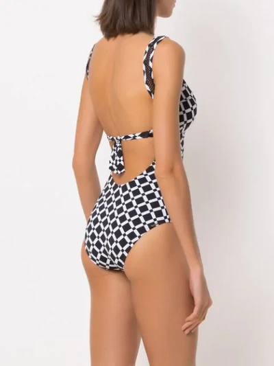 Shop Amir Slama Printed Swimsuit In Black