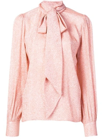 Shop Marc Jacobs Tied Neck Metallic Blouse In Pink