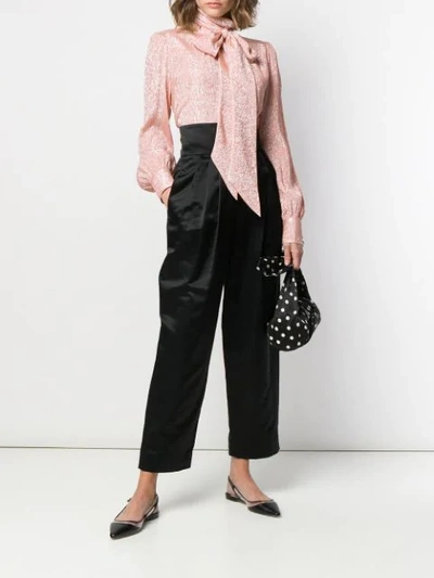 Shop Marc Jacobs Tied Neck Metallic Blouse In Pink