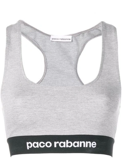 Shop Paco Rabanne Logo Print Tank Top In Grey