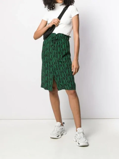 Shop Calvin Klein Love Slogan Print Skirt In Green