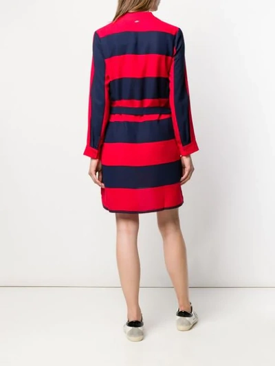 Shop Armani Exchange Striped Polo-styled Dress In Blue
