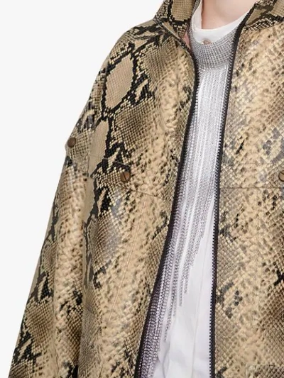 Shop Gucci Python Print Leather Bomber In Neutrals