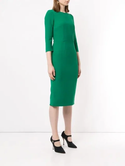 Shop Dolce & Gabbana Fitted Midi Dress In Green