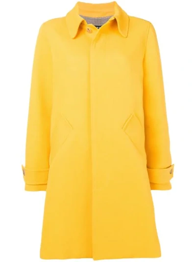Shop Apc Box Pleat Midi Coat In Yellow