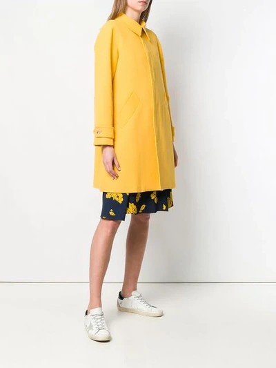 Shop Apc Box Pleat Midi Coat In Yellow