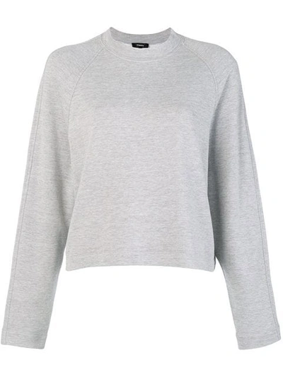 Shop Theory Crew Neck Sweatshirt In Melange Grey