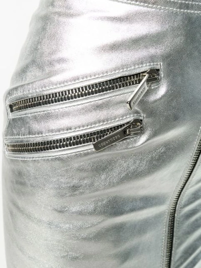 Shop Dsquared2 Zip Through Mini Skirt In Silver