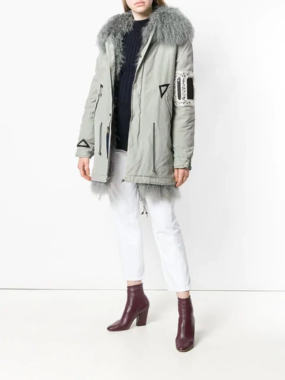 Shop Mr & Mrs Italy Trimmed Hooded Parka In Grey