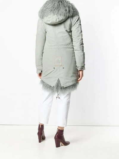 Shop Mr & Mrs Italy Trimmed Hooded Parka In Grey