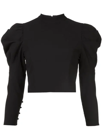 Shop Alice And Olivia Puff Sleeve Blouse In Black