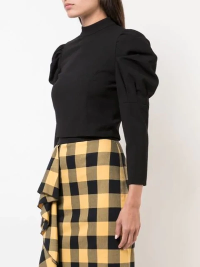 Shop Alice And Olivia Puff Sleeve Blouse In Black