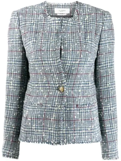 Shop Isabel Marant Étoile Classic Tweed Jacket In Blue ,grey