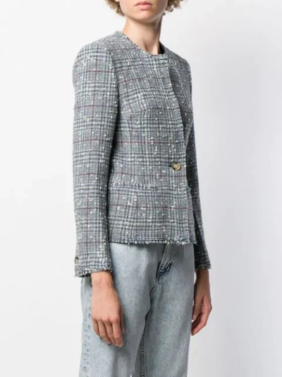 Shop Isabel Marant Étoile Classic Tweed Jacket In Blue ,grey