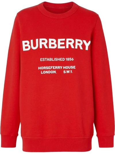 BURBERRY HORSEFERRY印花全棉套头衫 - 红色