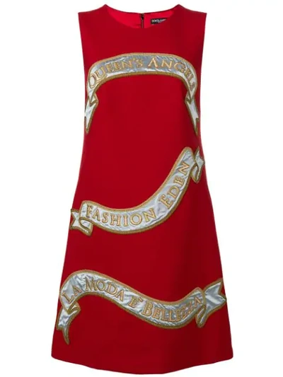 Shop Dolce & Gabbana Front Print Shift Dress In R2254 Bright Red