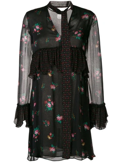 Shop Pinko Floral Print Mini Dress In Black