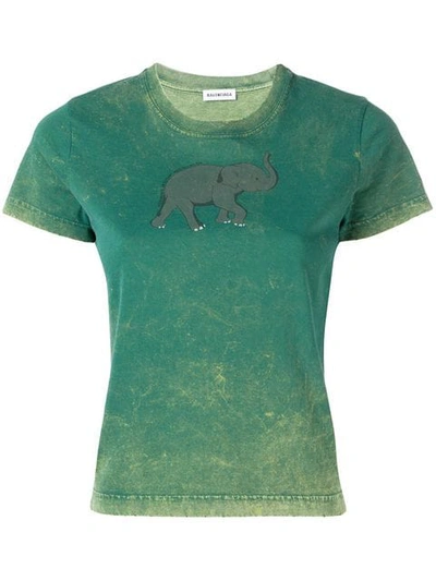 Shop Balenciaga Elephant T-shirt In Green