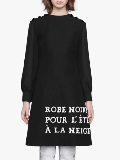 Shop Gucci Wool-silk Dress With Print In Black