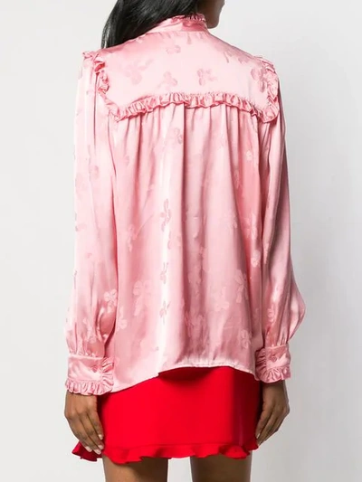 ALEXA CHUNG BOW PRINT PUSSYBOW SHIRT - 粉色