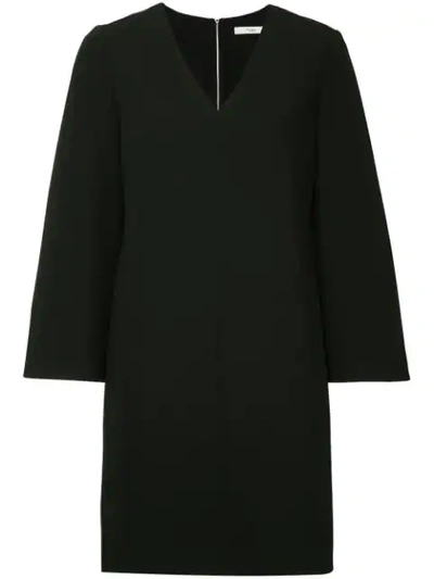 Shop Tibi Crepe V-neck Dress In Black